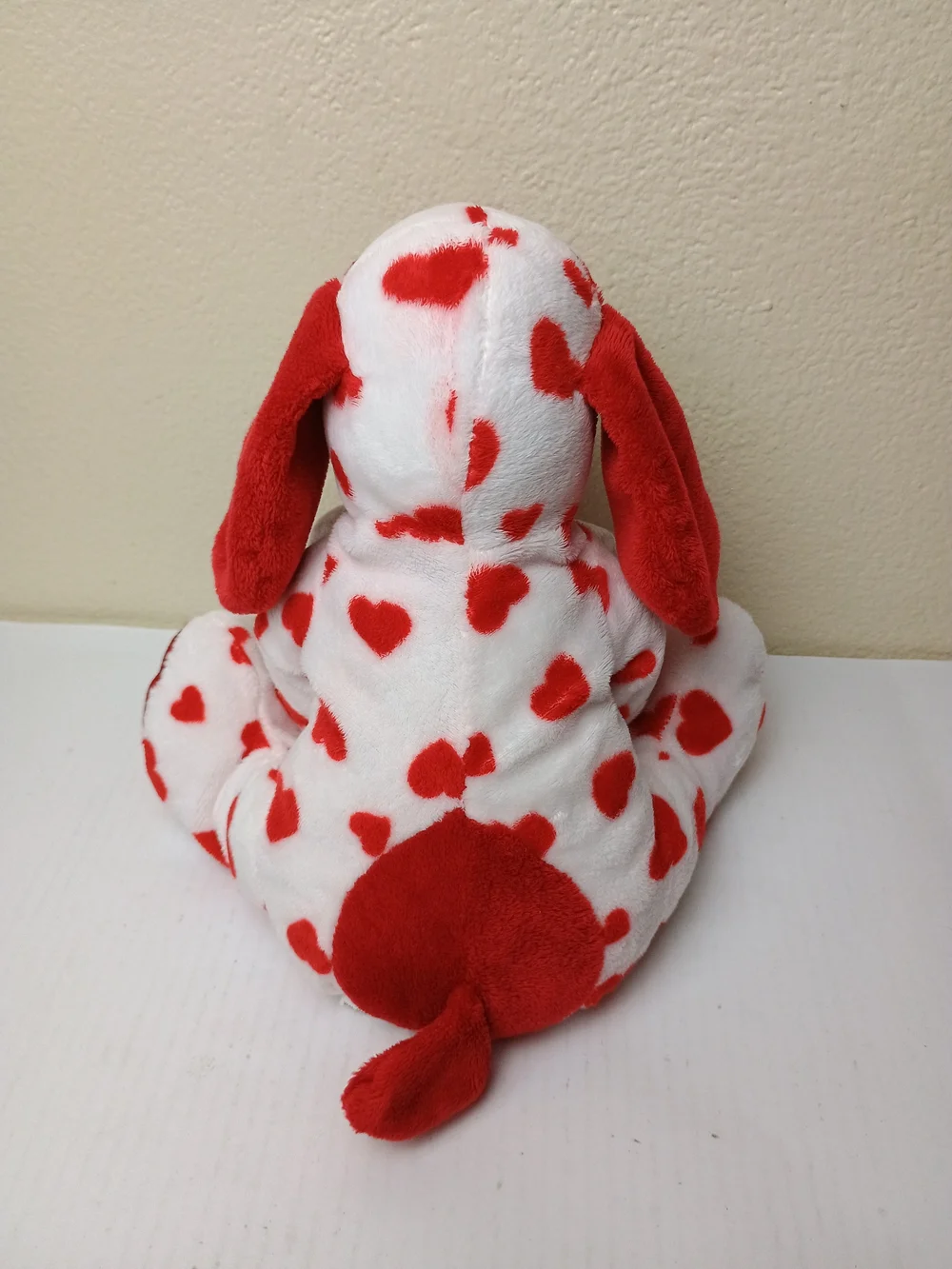 Plush Valentine Dog Toy - Red & White Heart Puppy - Washable